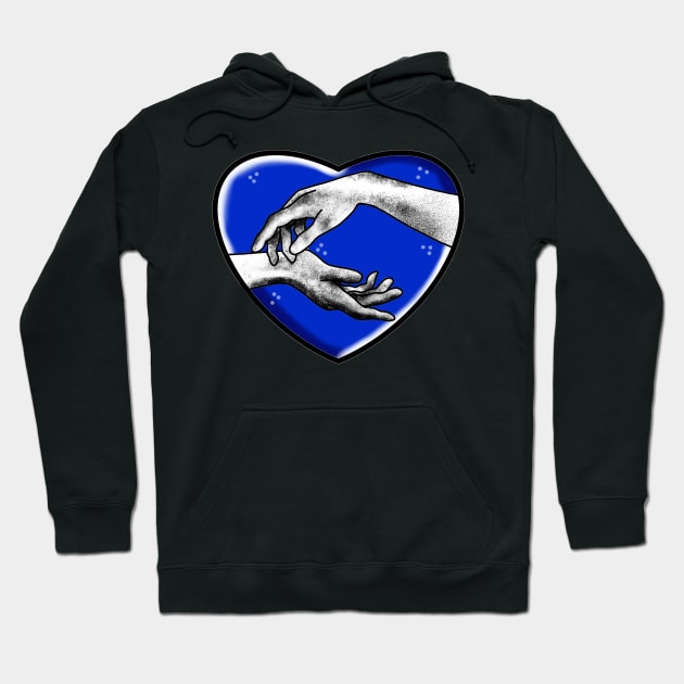 erotic hands in a royal blue heart cute gift Hoodie by AnanasArt